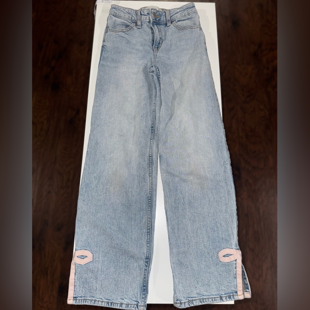 Abercrombie Kids | Denim with Pink Bow high rise Jeans